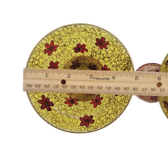 Set 2 Royal Danube Hand Painted Martini Crystal Glasses Romania Gold Red Flowers - Picture 4 of 9